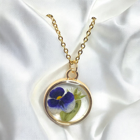 Dainty Pansy with Wild Flower Necklace