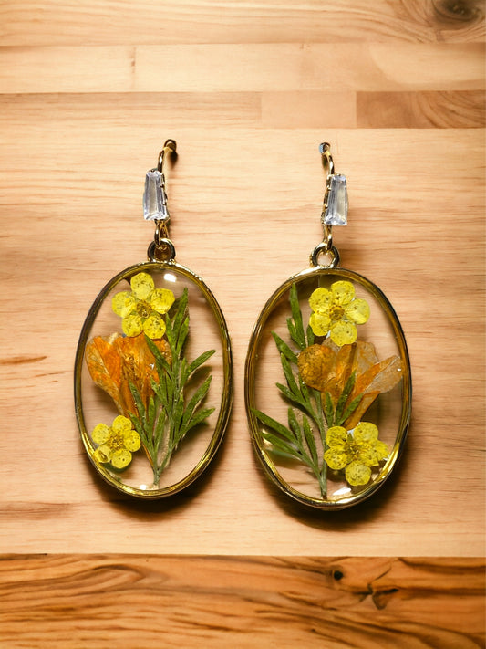 Orange and Yellow Plum Blossoms Earrings