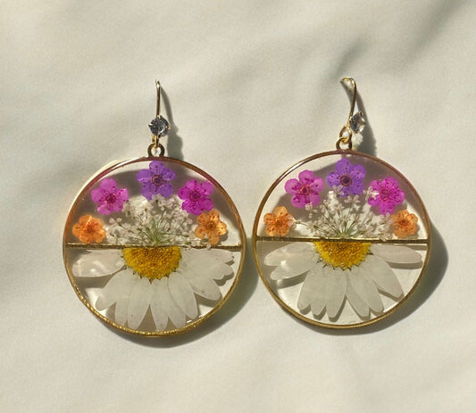 Daisies, Plum Blossoms and Queen Anne’s Lace Earrings