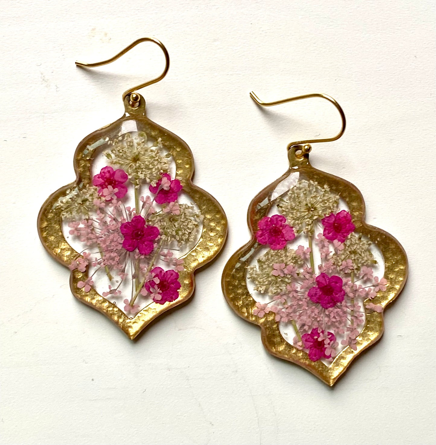 Hot Pink Plum Blossoms, with Pink and White Queen Anne’s Lace