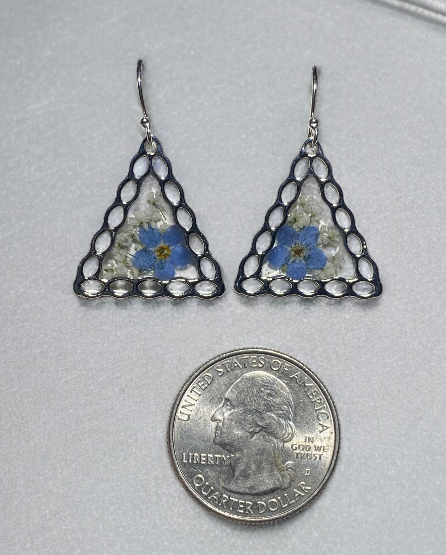 Blue Forget-Me-Not Flowers with Queen Anne’s Lace Earrings