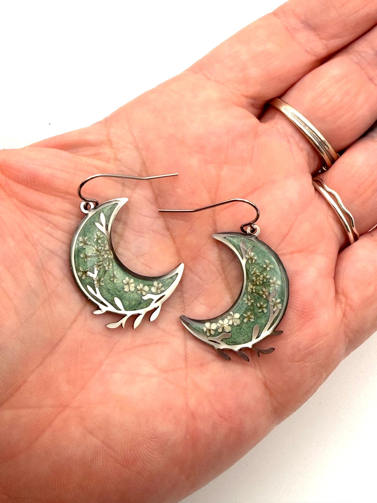Teal Crescent Moons