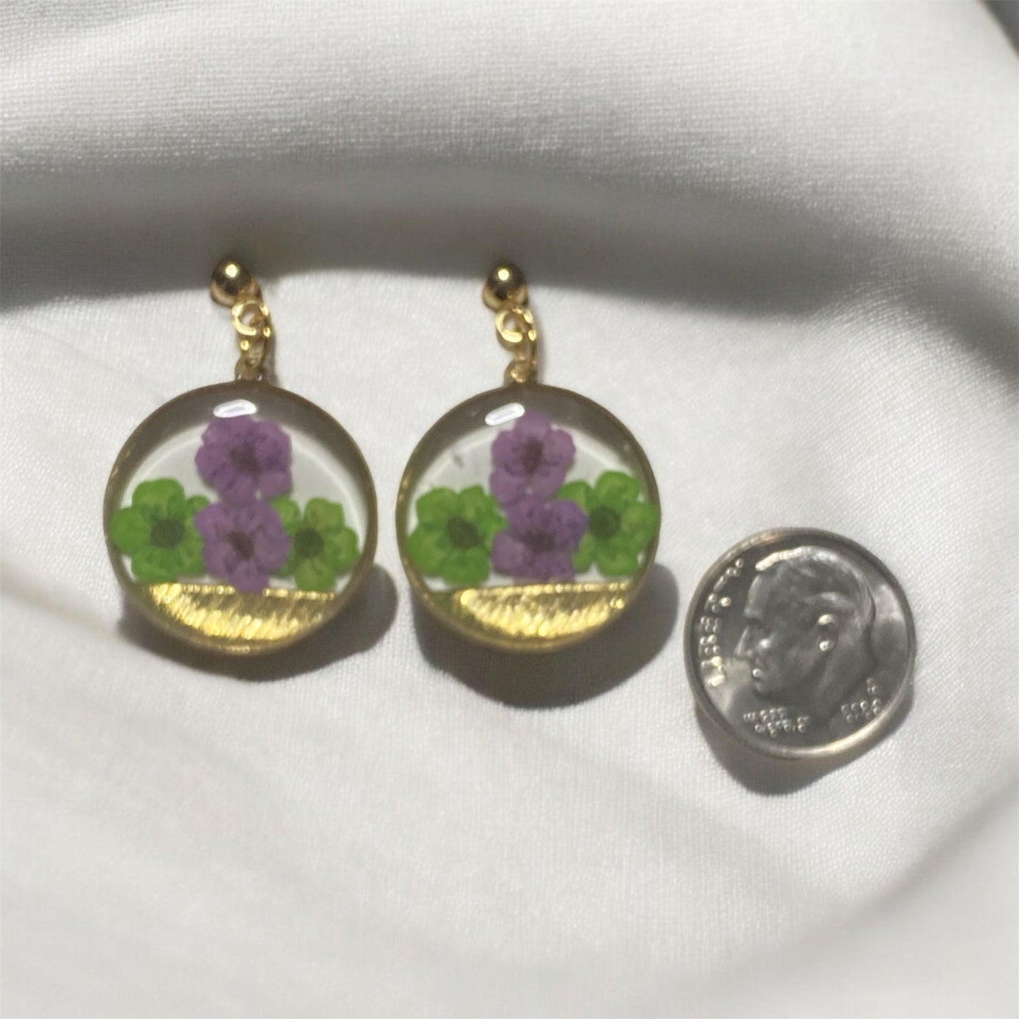 Purple and Green Plum Blossoms with Queen Anne’s Lace