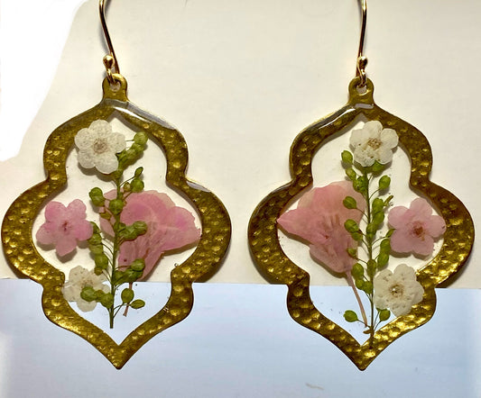 Pink Forget-Me-Nots, White Plum Blossoms, Pink Rapeseed and Pepperweed
