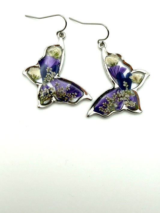 Butterfly Shaped Earrings on Stainless Steel Earring Wires