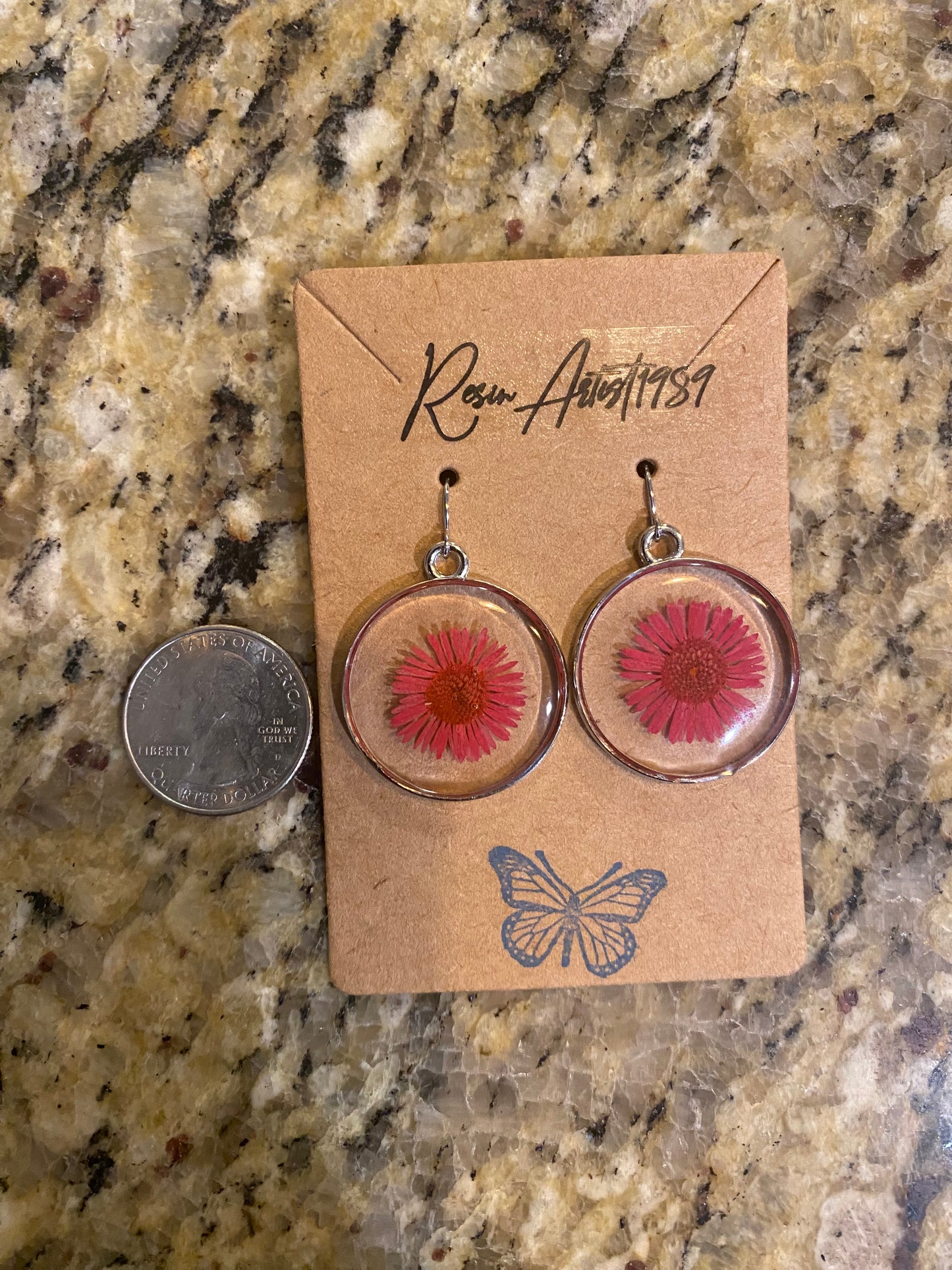 Red Needle Chrysanthemum  Earrings