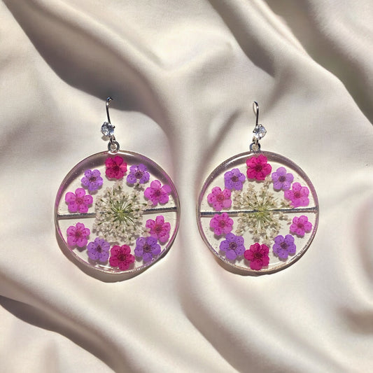 Plum Blossoms and Queen Anne’s Lace Earrings