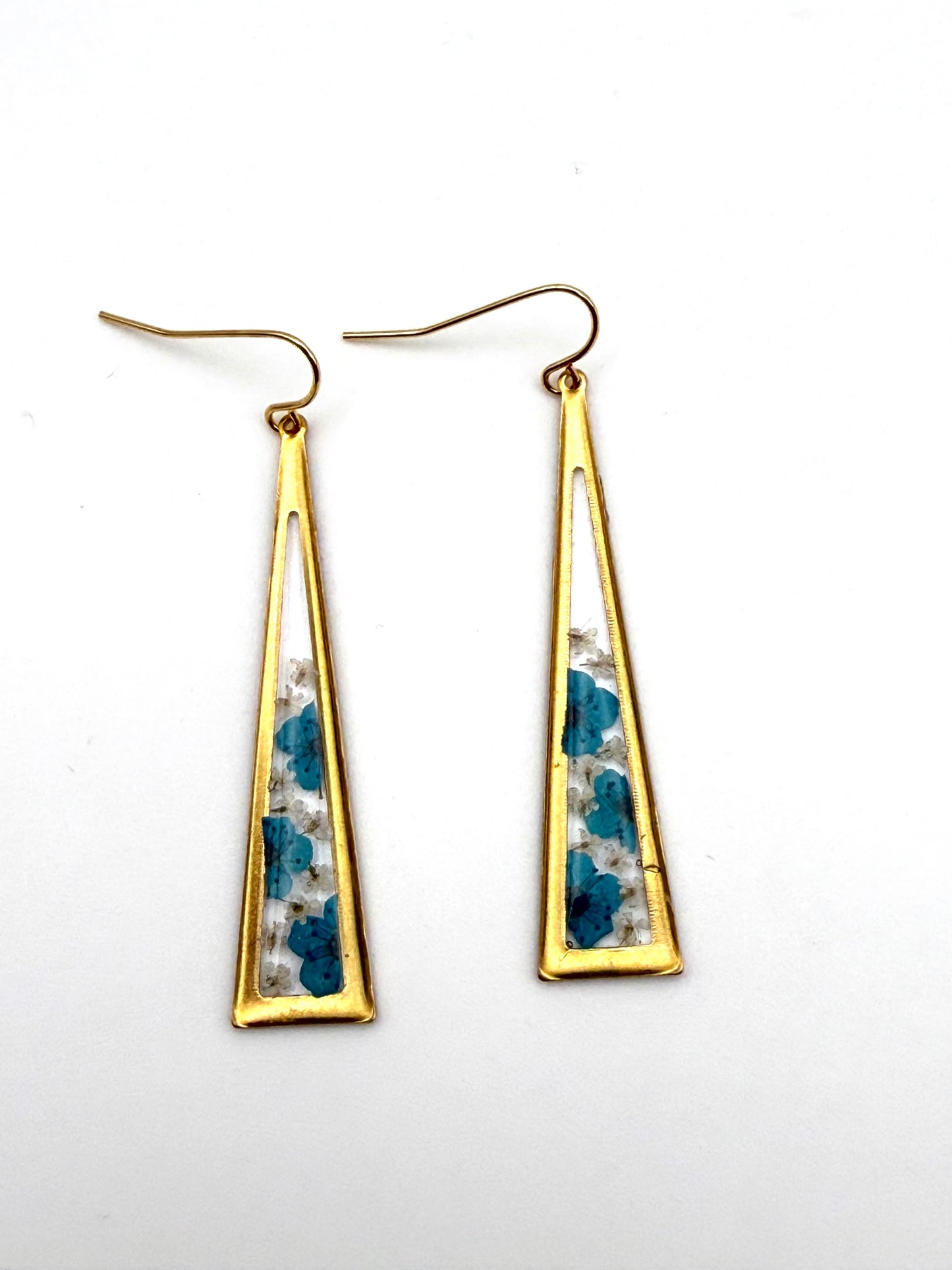 Teal Blue Plum Blossoms with Pieces of Queen Anne’s Lace