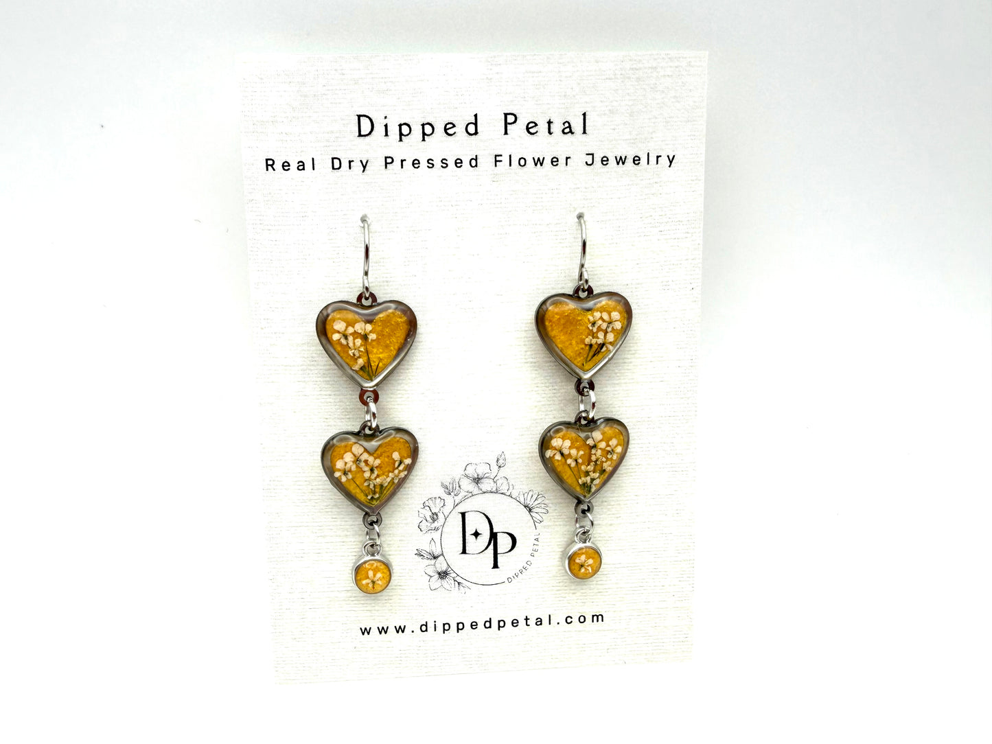 Heart Shaped Stainless Steel Dangle Earrings - Gold