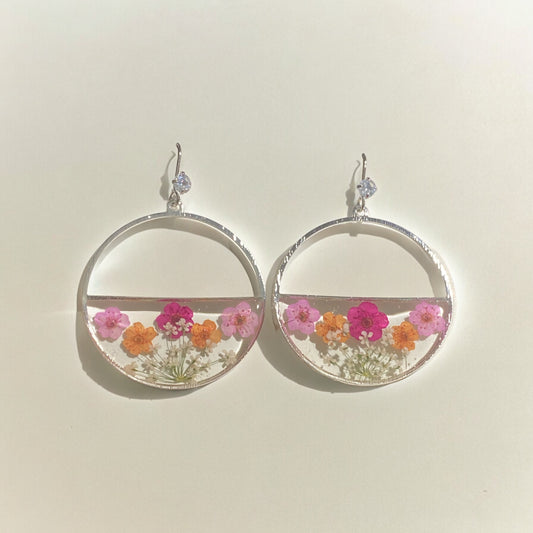 Plum Blossoms and Queen Anne’s Lace Earrings