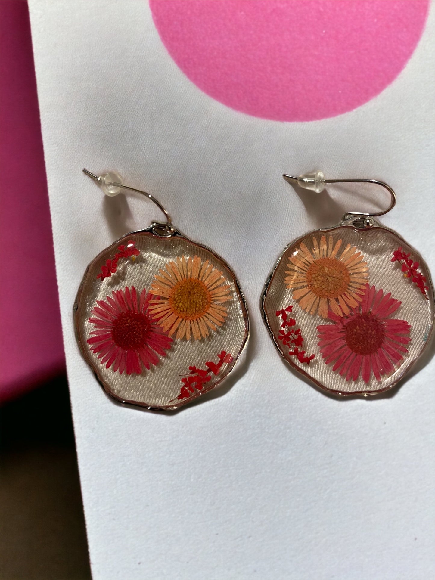 Red and Orange Needle Chrysanthemum Earrings