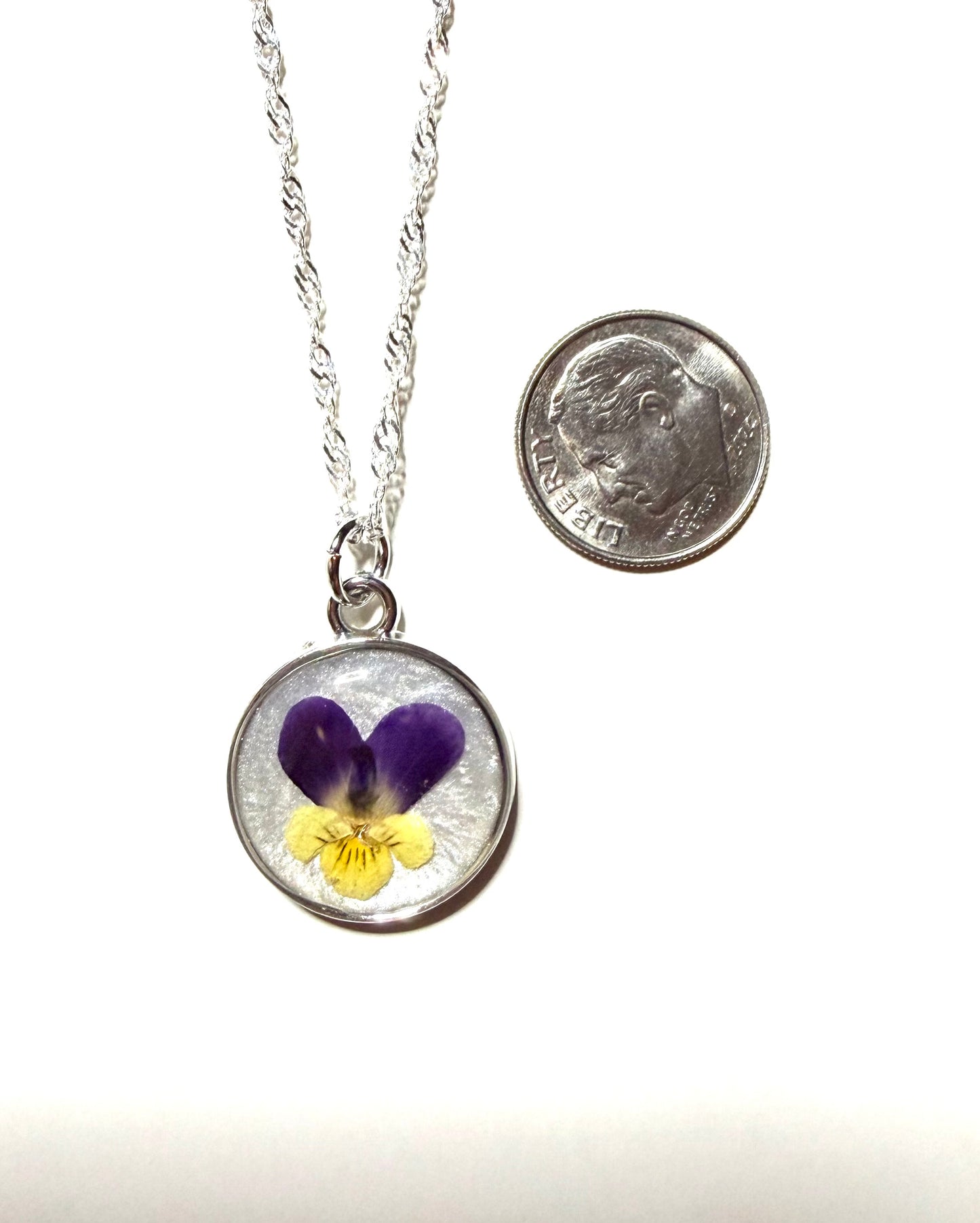 Opal Colored Mica Powder with a Mini Yellow and Purple Pansy