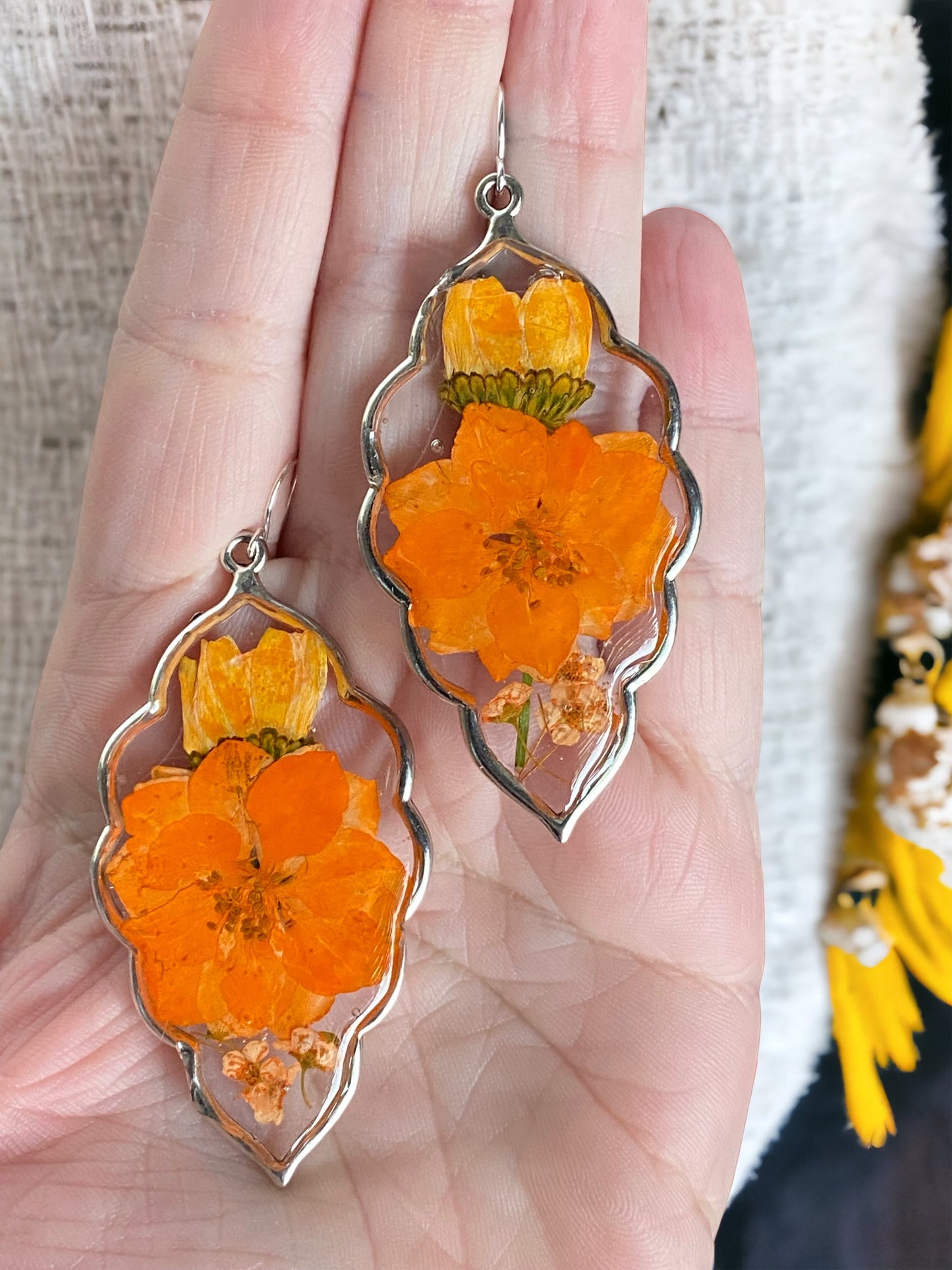 Orange Flower Earrings