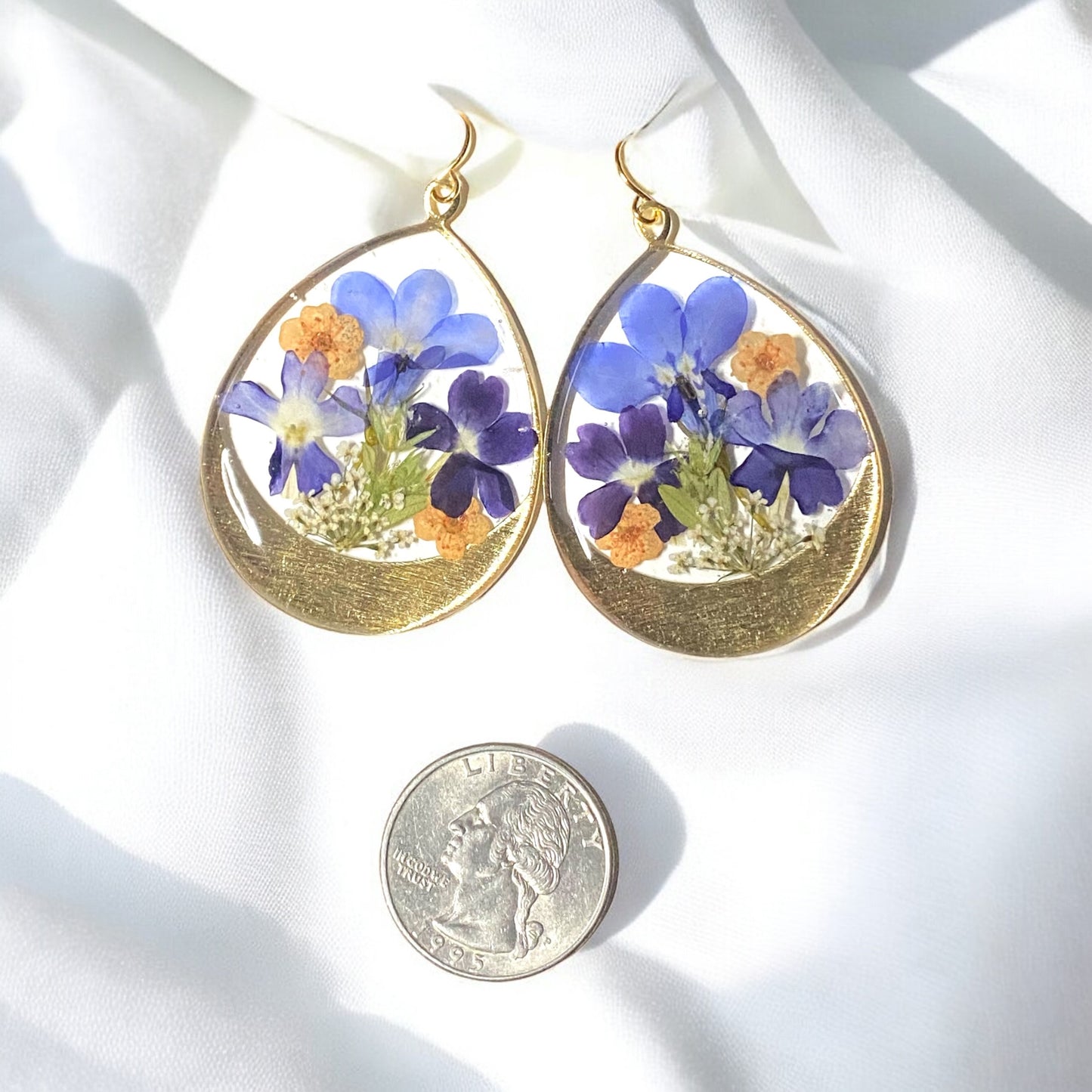 Lobelia, Verbena, and Orange Plum Blossoms with Queen Anne’s Lace
