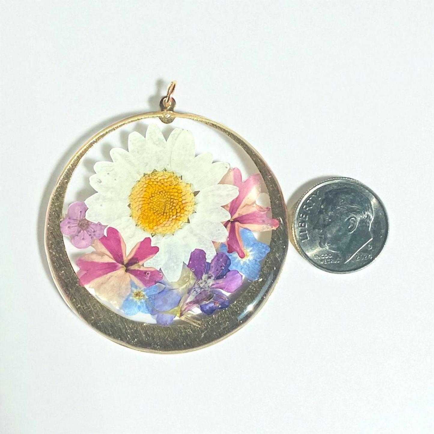Daisy, Verbena, Blue Forget-Me-Nots, Plum Blossoms and Lobelia Necklace