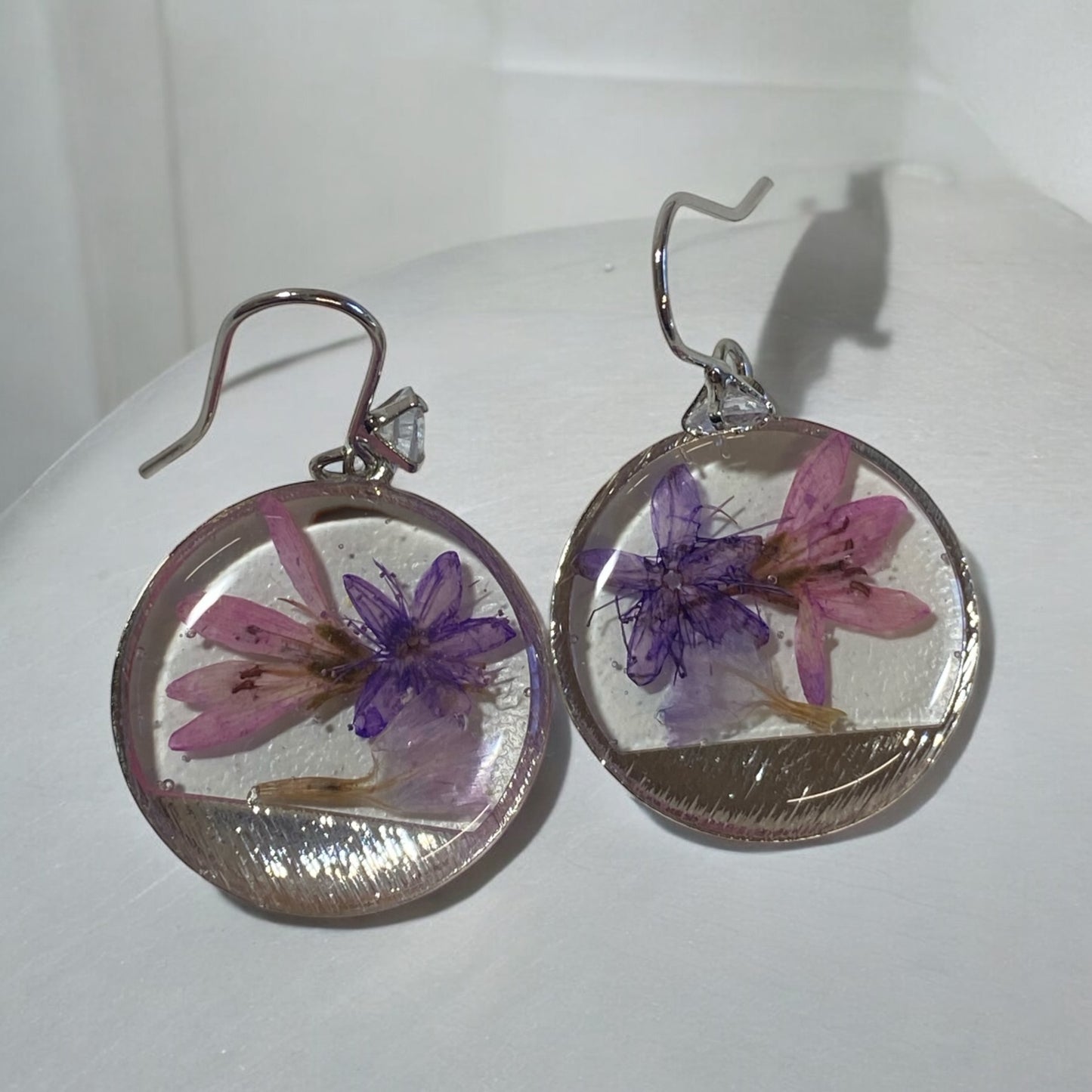 Pink and Purple Sweetleaf Flower Earrings