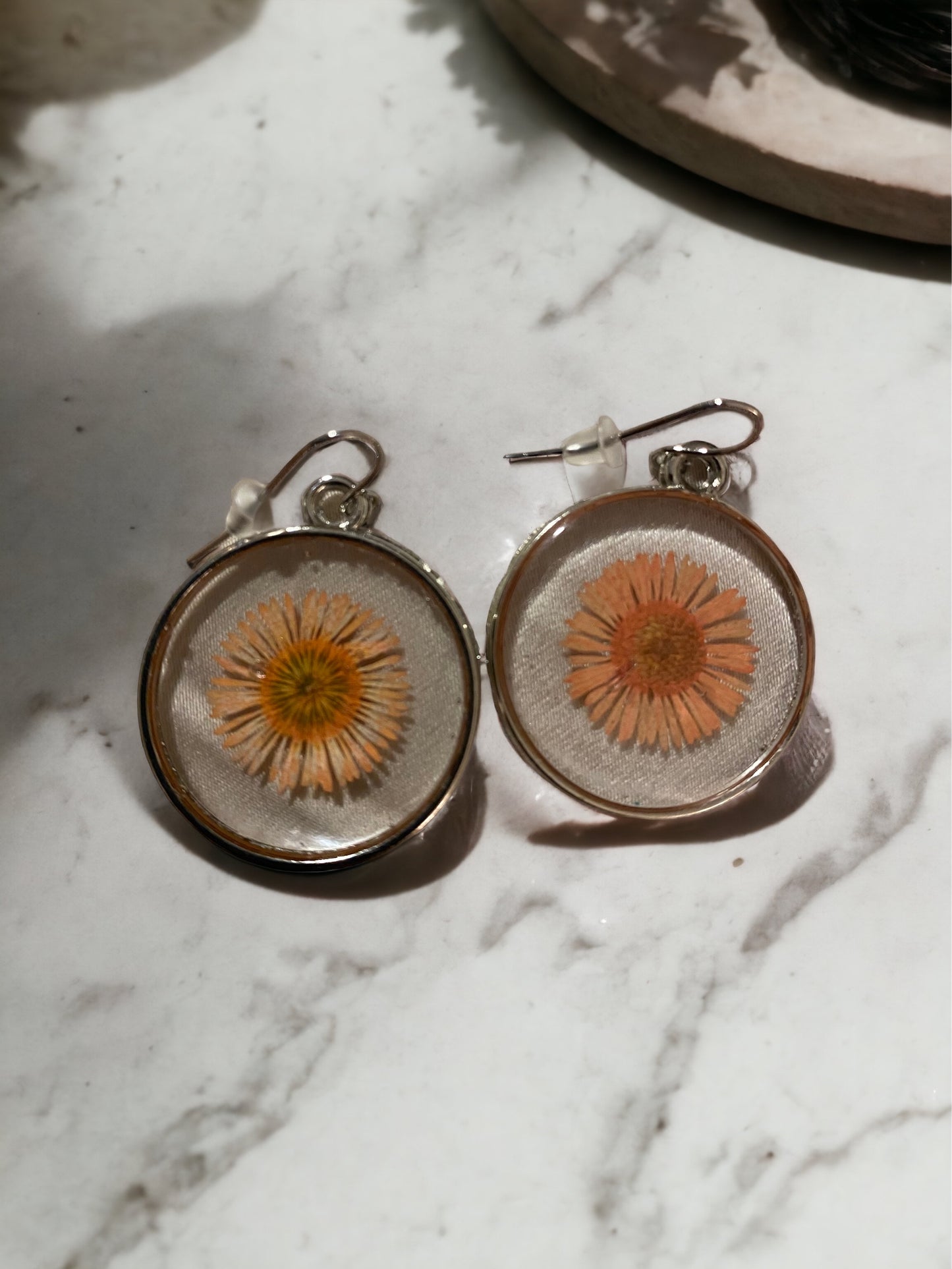Orange Needle Chrysanthemum Earrings