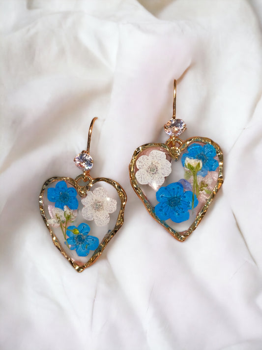 White and Blue Plum Blossom Flower Earrings