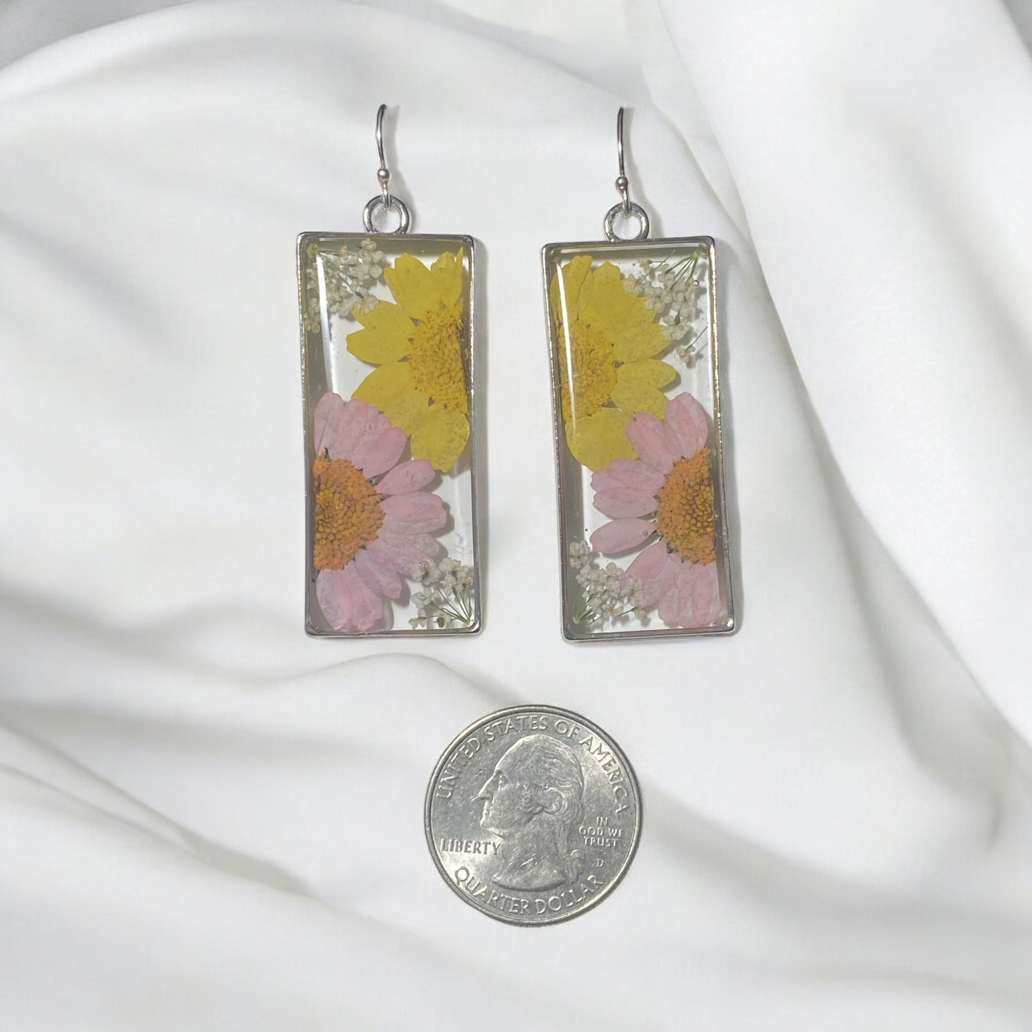 Split Yellow and Pink Daisies, with Queen Anne’s Lace