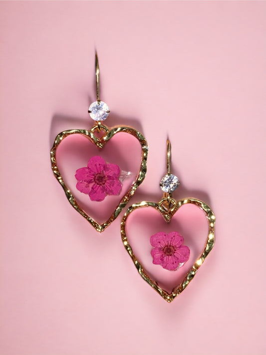 Pink Plum Blossom Flower Earrings