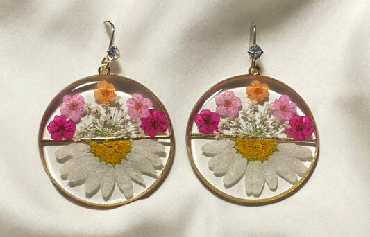 Daisies, Plum Blossoms, and Queen Anne’s Lace Earrings