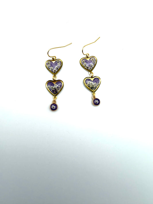 Purple colored Heart Earrings