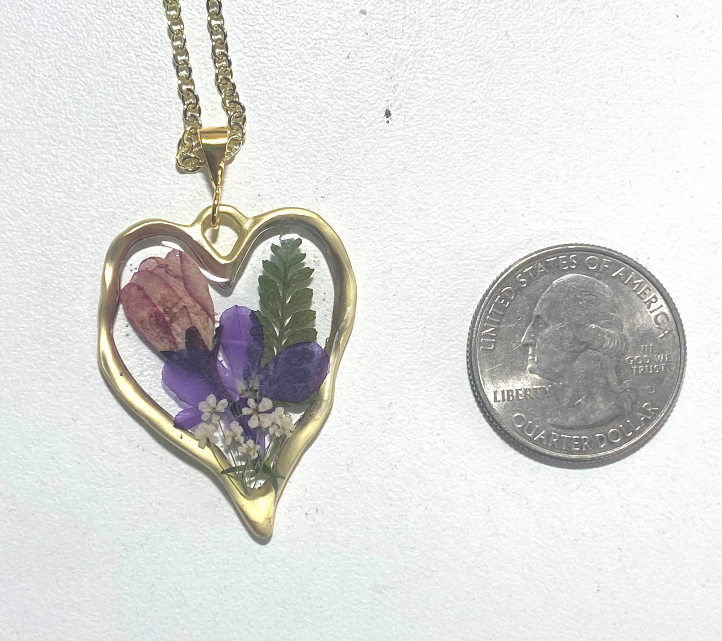 Gold Heart Floral Necklace