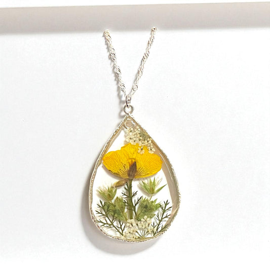 Yellow Flower, with Wild Flowers and Dried Leaves with Queen Anne’s Lace