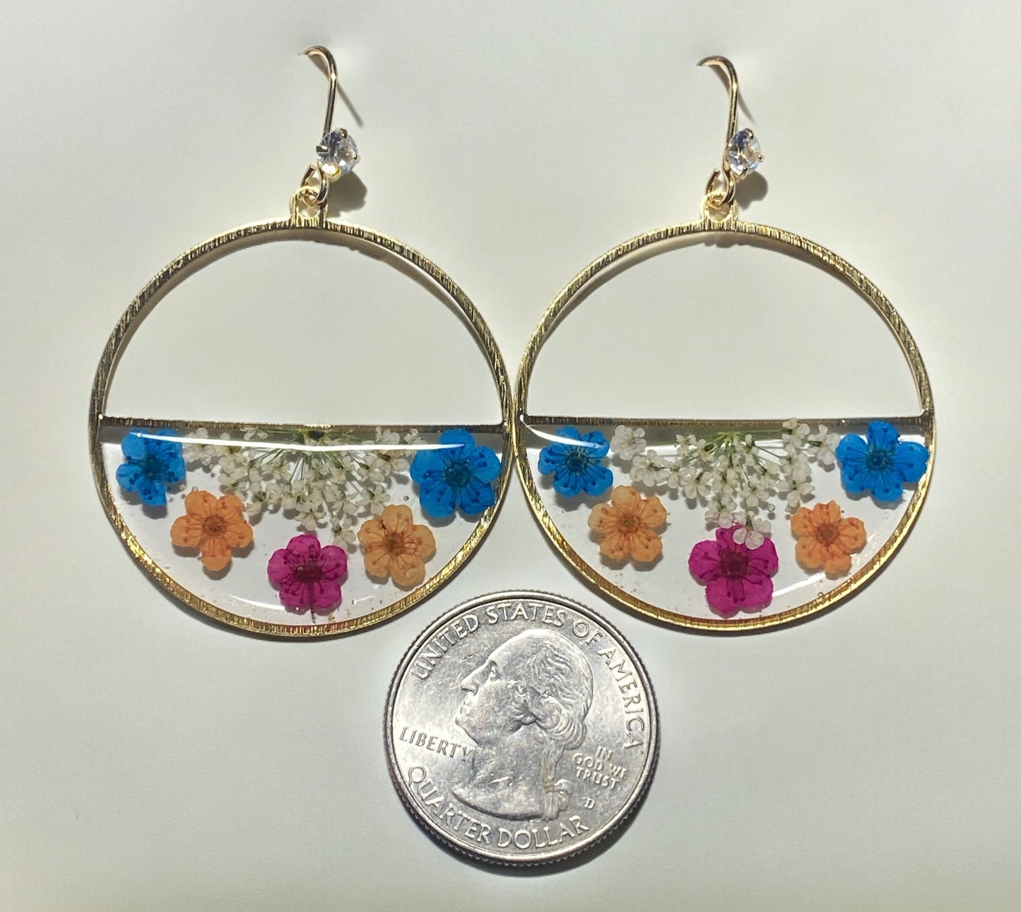Plum Blossoms and Queen Anne’s Lace Earrings