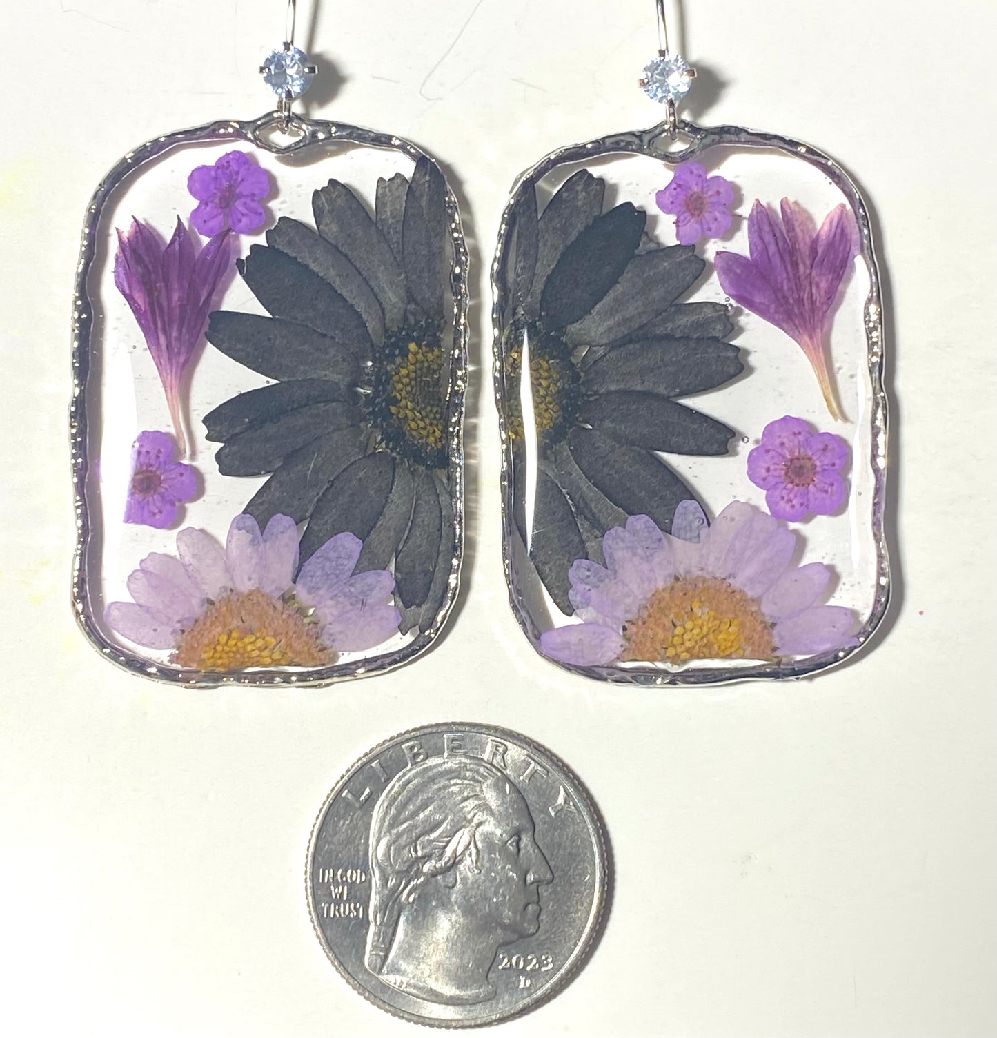 Split Black and Purple Daisies, with Plum Blossoms