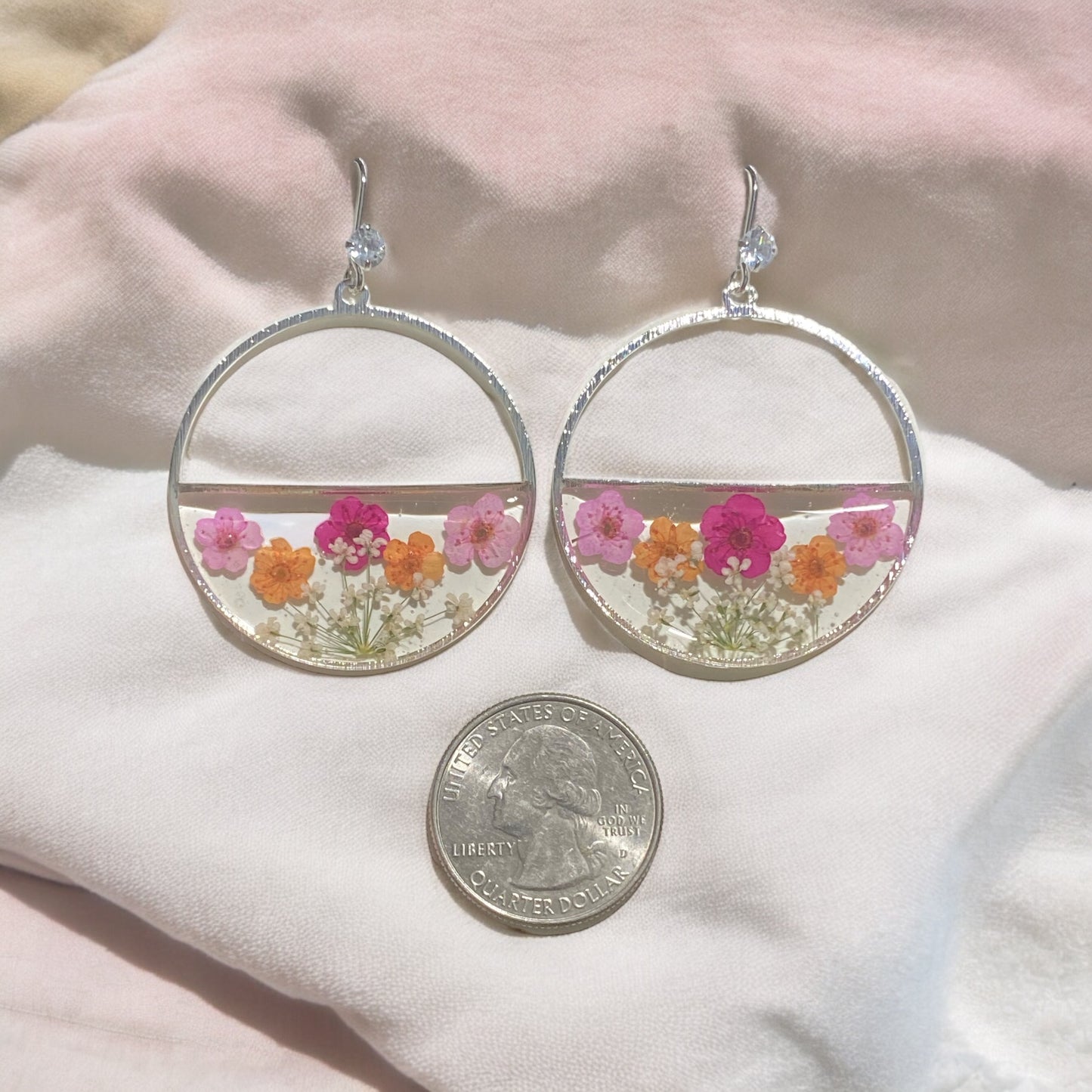 Plum Blossoms and Queen Anne’s Lace Earrings