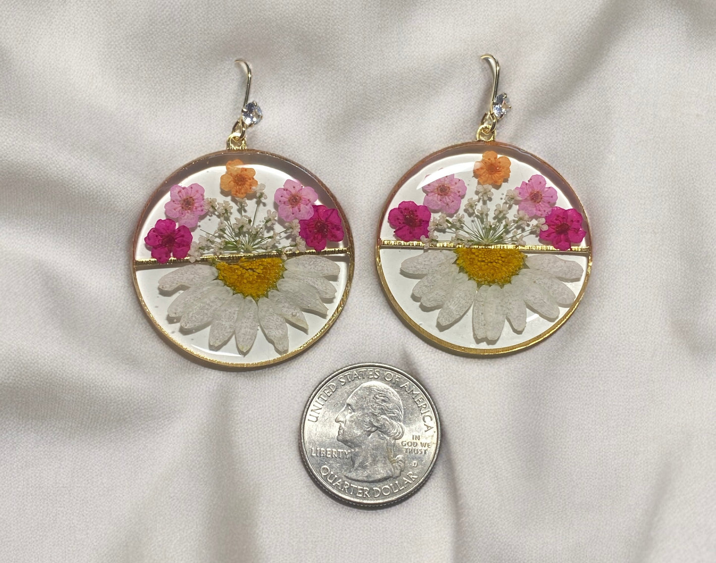 Daisies, Plum Blossoms, and Queen Anne’s Lace Earrings