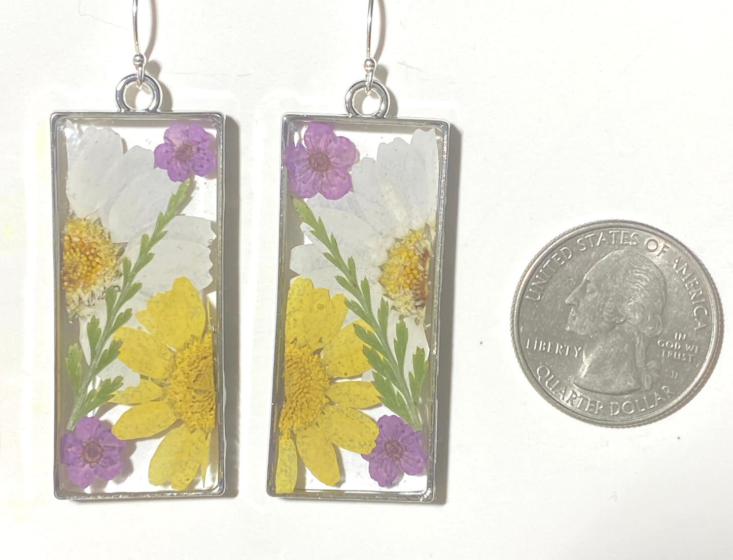 Split Yellow and White Daisies with Fern and Purple Plum Blossoms
