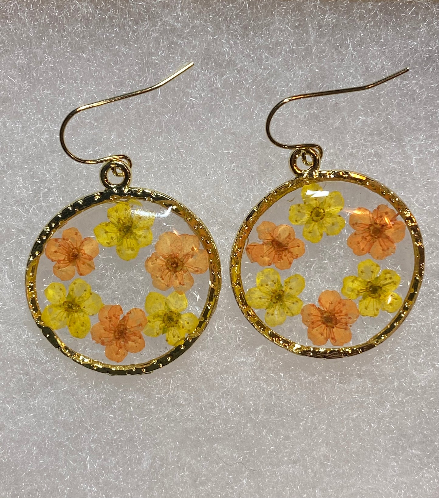 Orange and Yellow Plum Blossom Flower Earrings