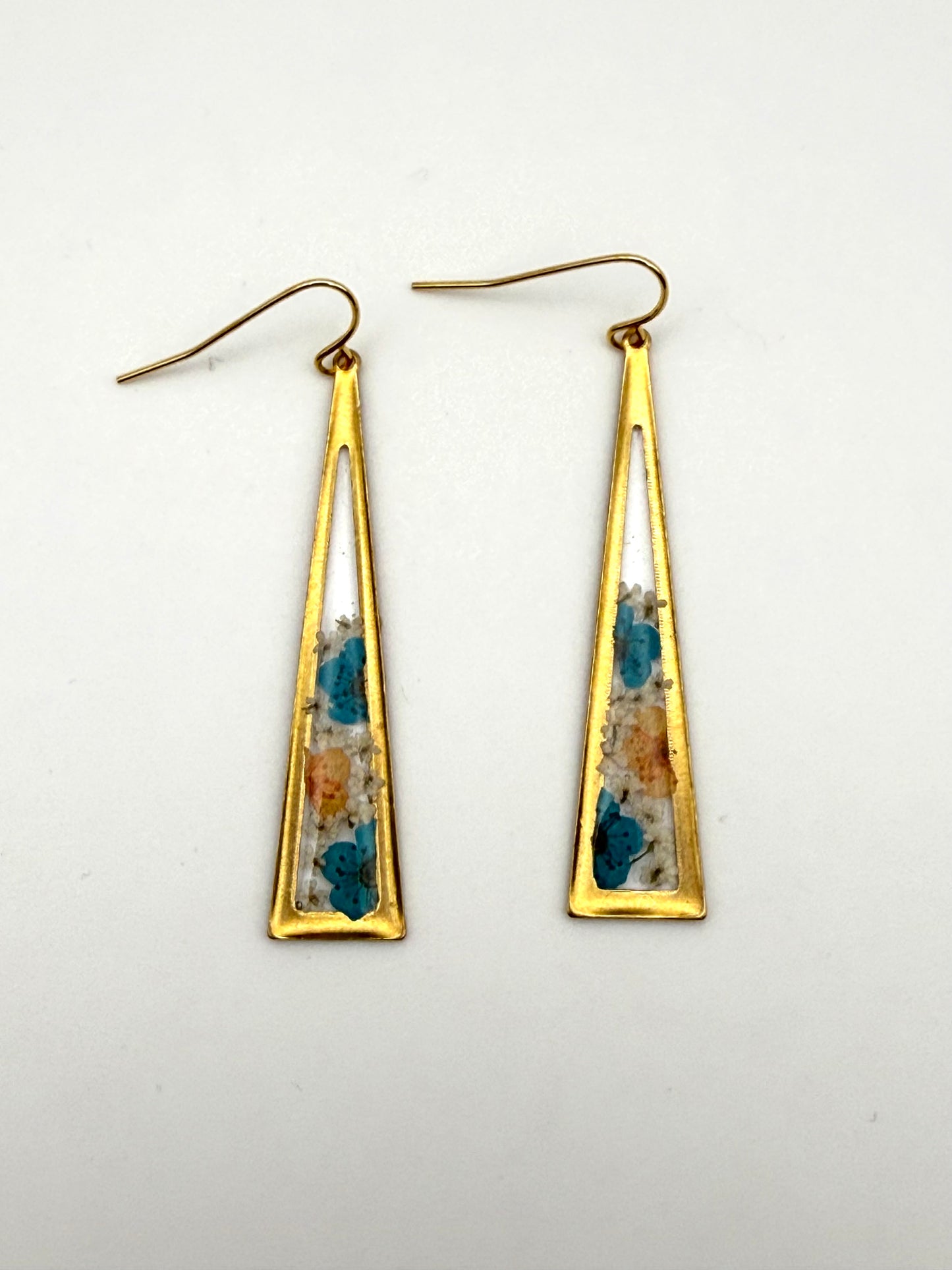 Orange Teal Blue Plum Blossoms with Pieces of Queen Anne’s Lace
