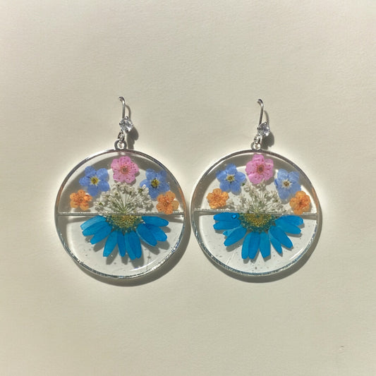 Blue Daisy with Blue Forget-Me-Nots and Plum Blossoms with Queen Anne’s Lace