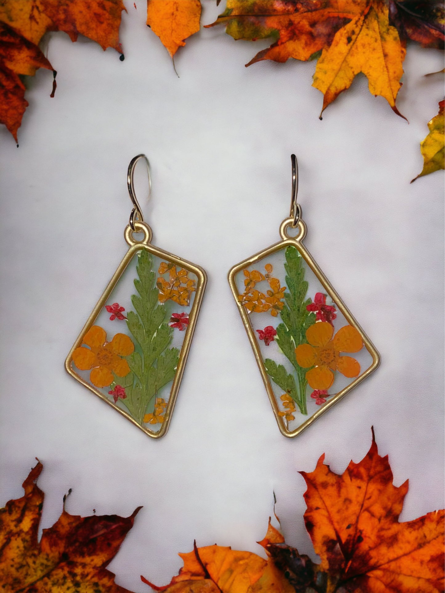 Orange Flower Earrings
