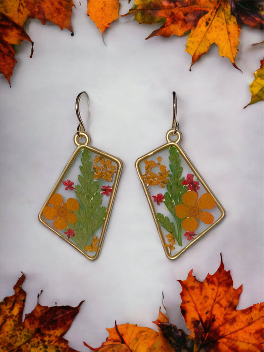 Orange Flower Earrings