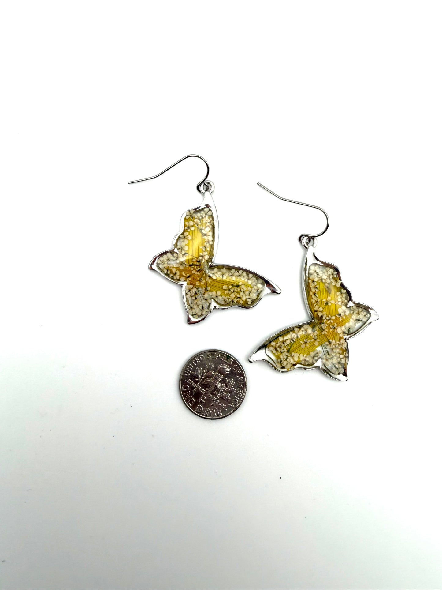 Butterfly Shaped Earrings on Stainless Steel Earring Wires