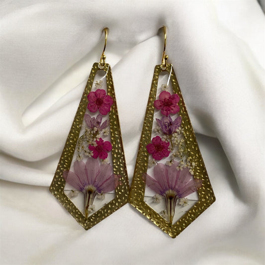 Pink Plum Blossoms, with Purple Wild Flowers with Queen Anne’s Lace and Pink Fairy Fan