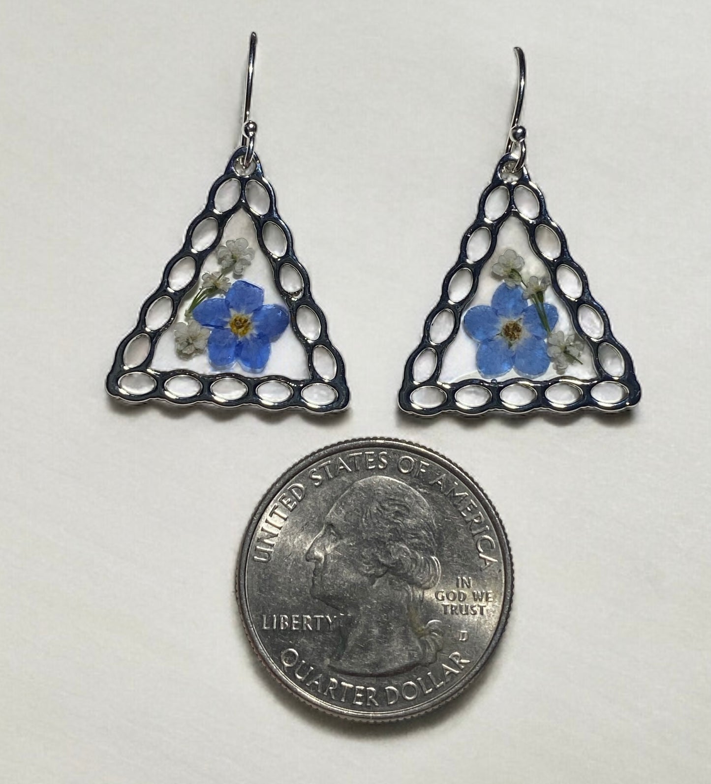 Blue Forget-Me-Not Flowers with Queen Anne’s Lace Earrings