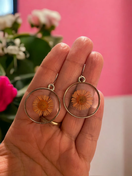 Orange Needle Chrysanthemum Earrings