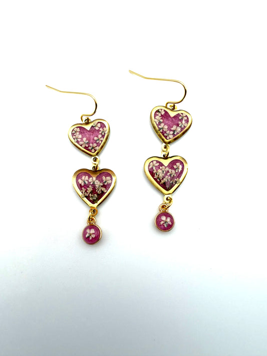 Wisteria Purple colored Heart Earrings