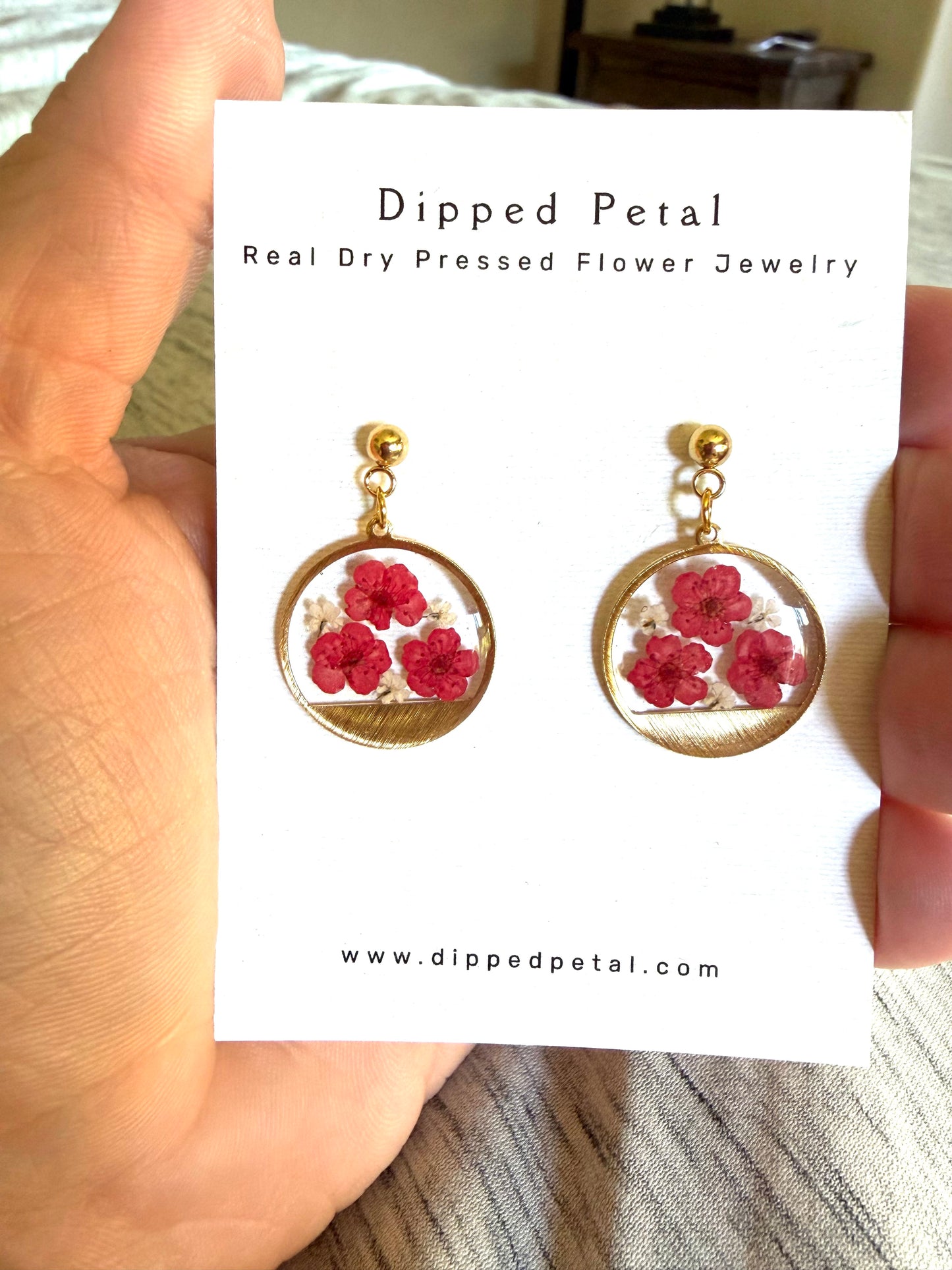 Red Plum Blossoms with Pieces of Queen Anne’s Lace