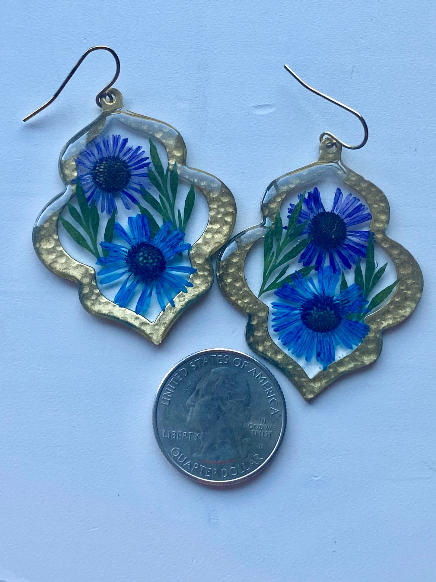 Blue and Purple Needle Chrysanthemums with Dry Pressed Leaves