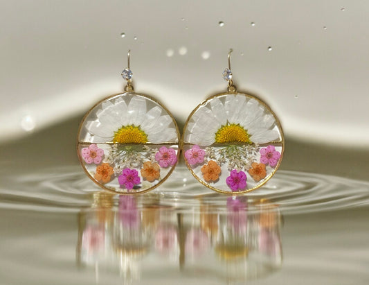 Daisies, Plum Blossoms and Queen Anne’s Lace Earrings
