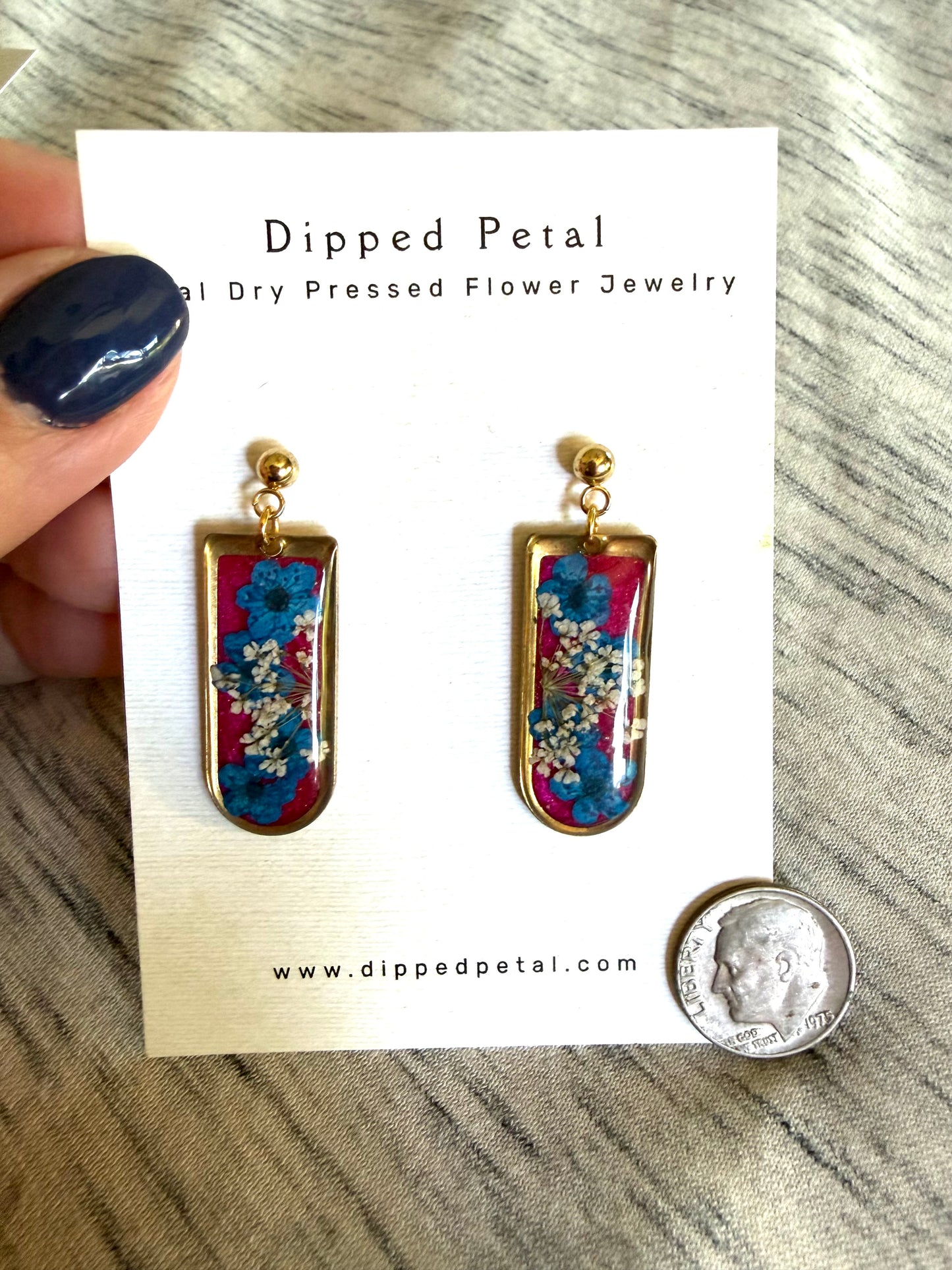 Red/Pink Mica Powder with Queen Anne’s Lace and Blue Colored Plum Blossoms