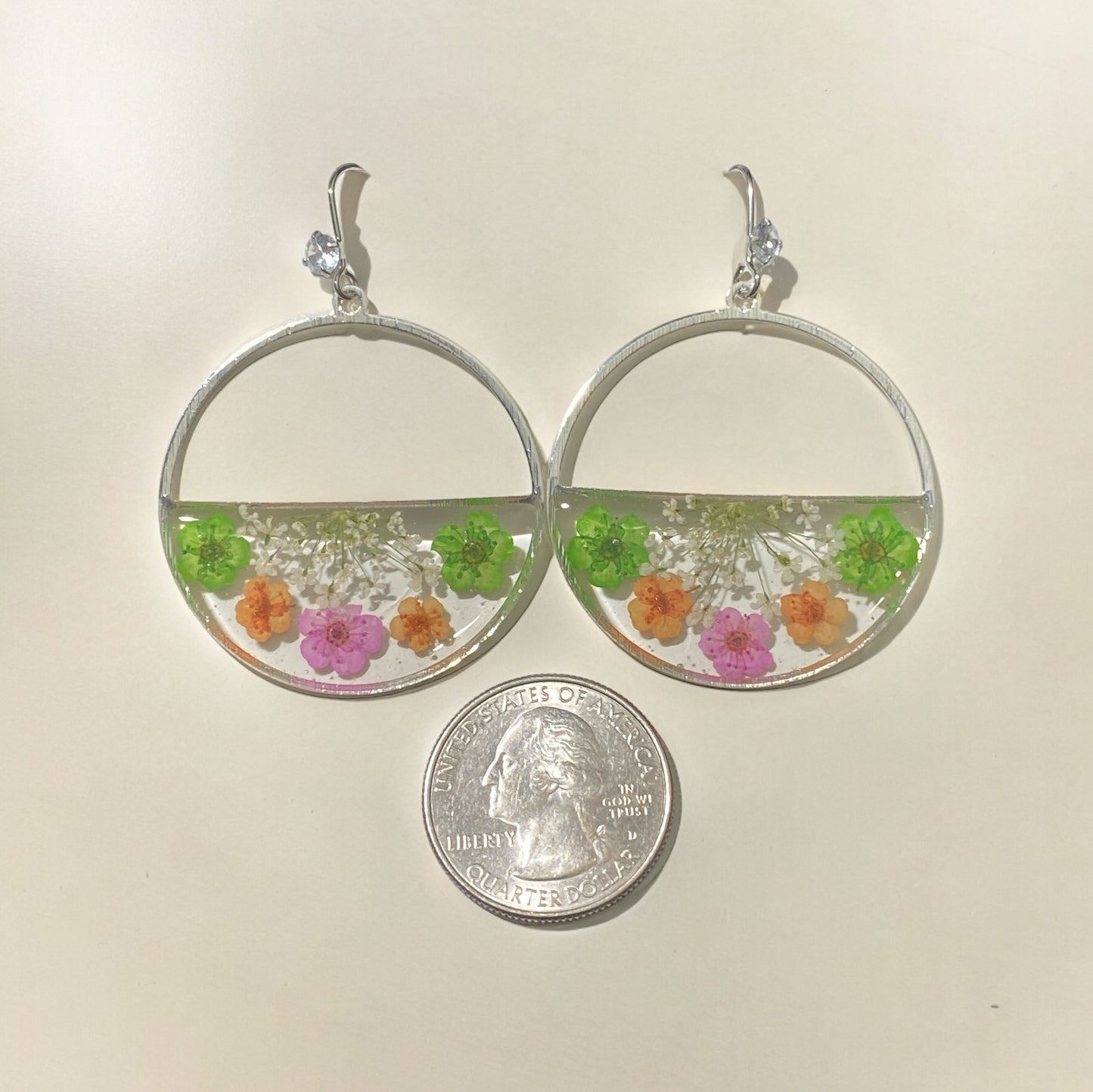 Plum Blossoms with Queen Anne’s Lace Earrings