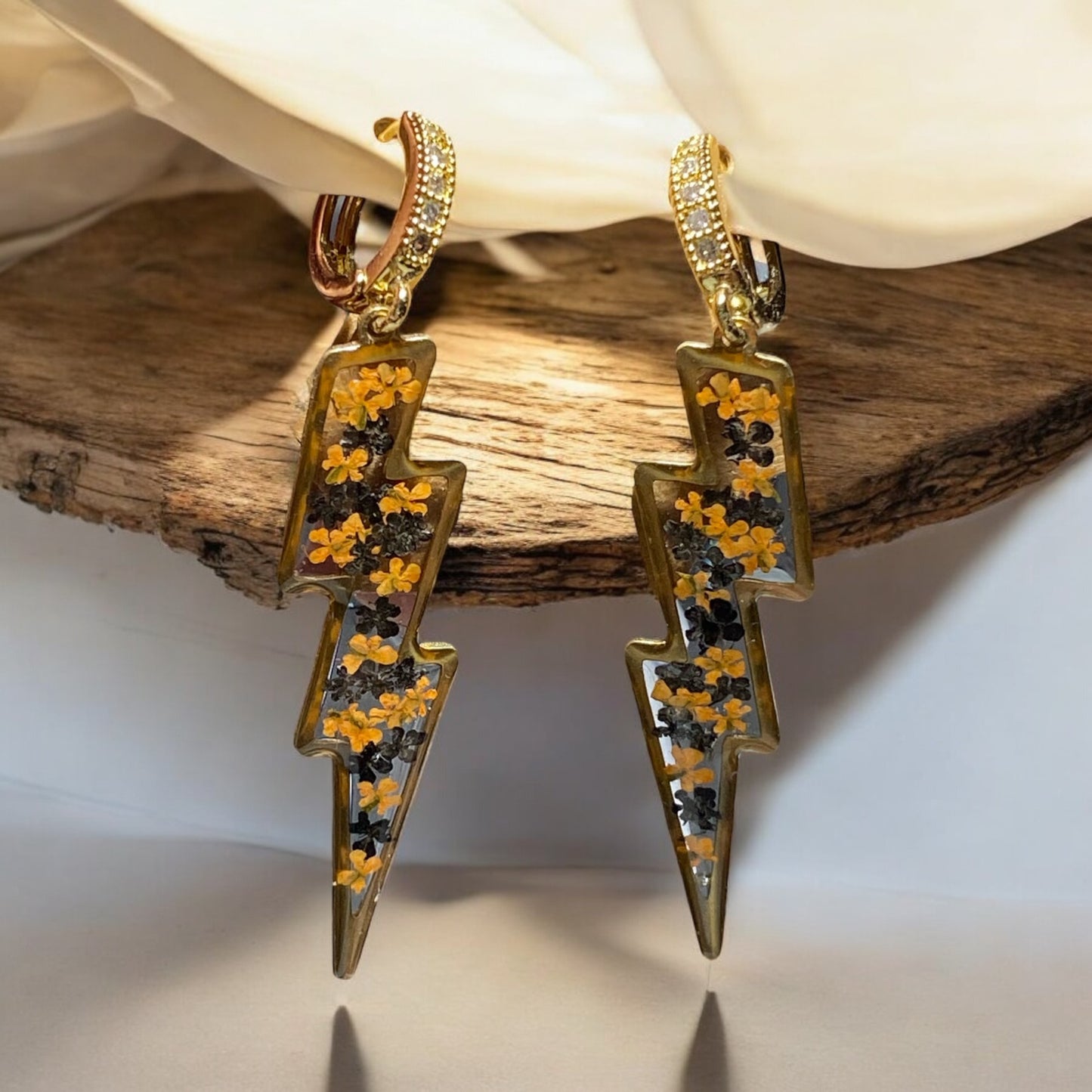 Black and Orange pieces of Queen Anne’s Lace Earrings