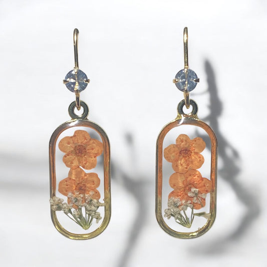 Orange Plum Blossom with pieces of Queen Anne’s Lace